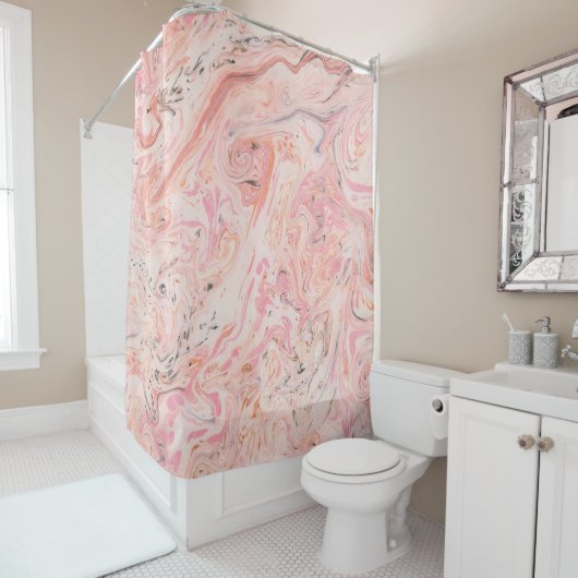 Rosa Beige Grau Elegantes Marmor Duschvorhang (Beispiel)