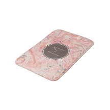Rosa Beige graue Marmormonogramm Bath Mat
