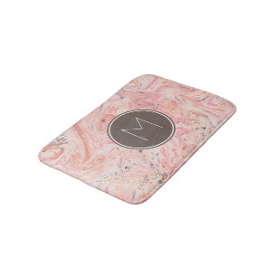 Rosa Beige graue Marmormonogramm Bath Mat Badematte