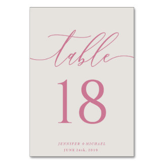 Rosa Beige Moderne Hochzeit Einfache Elegante Sitz Tischnummer