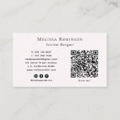 Rosa & Beige Moderner rauchiger Wasserfarbe QR-Cod Visitenkarte (Rückseite)
