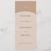 Rosa Beige Monogram Minimalistisch Japandi Wedding Programm (Vorderseite)
