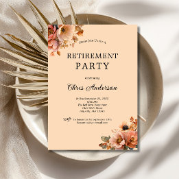 Rosa Beige Party Blumen Elegant Modern Ruhestand Einladung