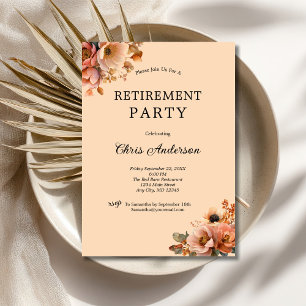Rosa Beige Party Blumen Elegant Modern Ruhestand Einladung
