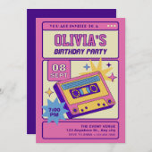 Rosa-beige Retro-Party Einladung (Vorne/Hinten)