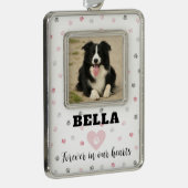 Rosa Beileid Hund Foto Gedenkstätte Rahmen-Ornament Silber (Rechts)