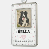 Rosa Beileid Hund Foto Gedenkstätte Rahmen-Ornament Silber (Links)