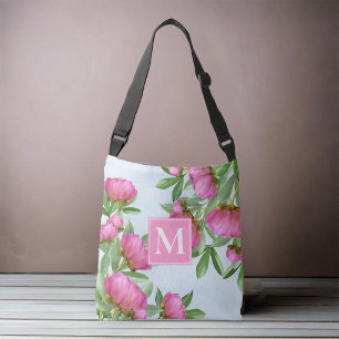 Rosa benutzerdefinierte Monogramm Tragetaschen Mit Langen Trägern