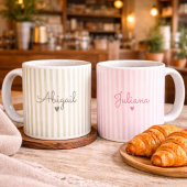 Rosa benutzerdefinierter Name gestreifter Becher G Kaffeetasse