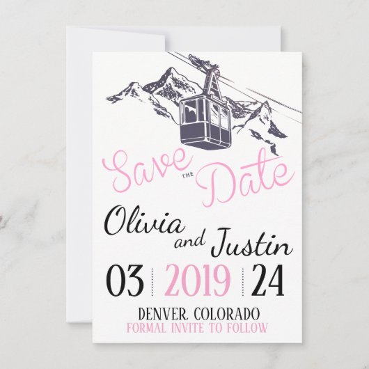 Rosa Berg Save the Date Einladung (Vorderseite)