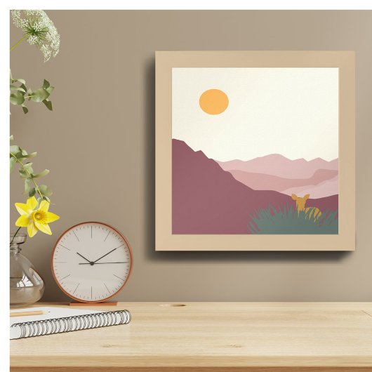 Rosa Berge boho Landschaft Poster