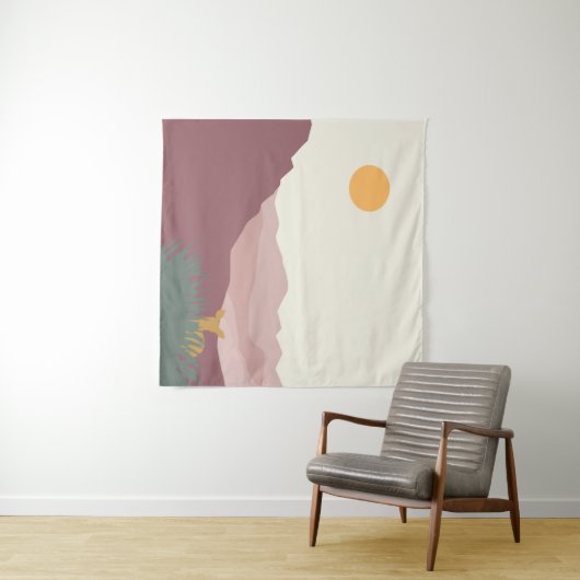 Rosa Berge boho Landschaft Wandteppich (Beispiel (Horizontal))