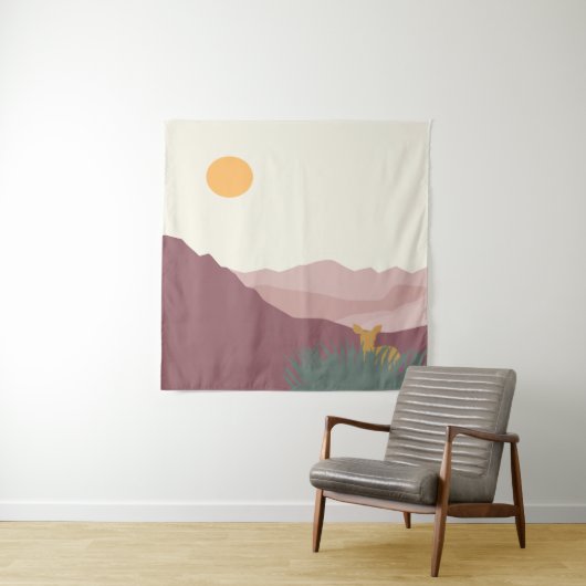 Rosa Berge boho Landschaft Wandteppich (Beispiel)