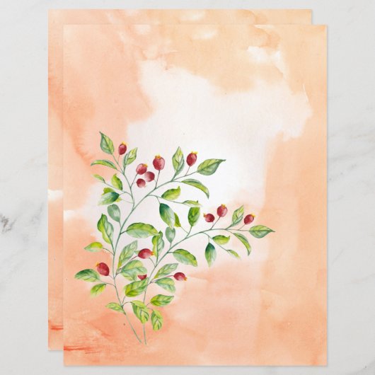 Rosa Berries und grüne Foliage Hochzeitsgeschirr (Vorne/Hinten)