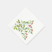 Rosa Berries und grünes Blattpapier Serviette (Ecke)