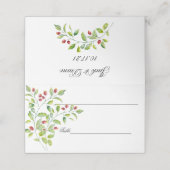 Rosa Berries und grünes Blattwerk Platzkarte (Außenseite Aufgefaltet)