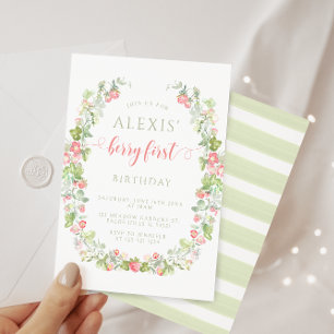 Rosa Berry erste Erdbeere Einladung