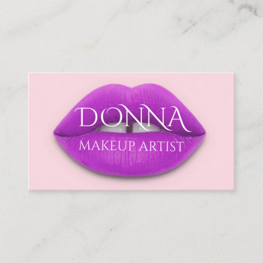 Rosa Berry Lips QR Code Logo Makeup Lipstick Visitenkarte (Vorderseite)