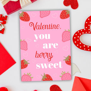 Rosa Berry Sweet Strawberry Valentinstag Feiertagskarte