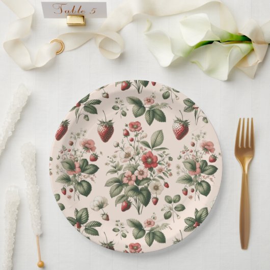Rosa Berry Sweet über das Erdbeermuster Pappteller (Hochzeit)