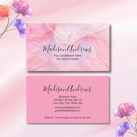 Rosa Beruflich Elegant Stilvoll Visitenkarte