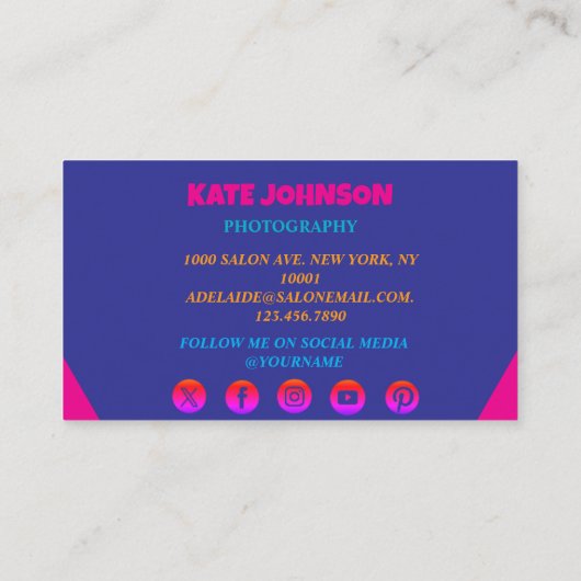 Rosa Beruflich Modern Monogram Visitenkarte (Rückseite)