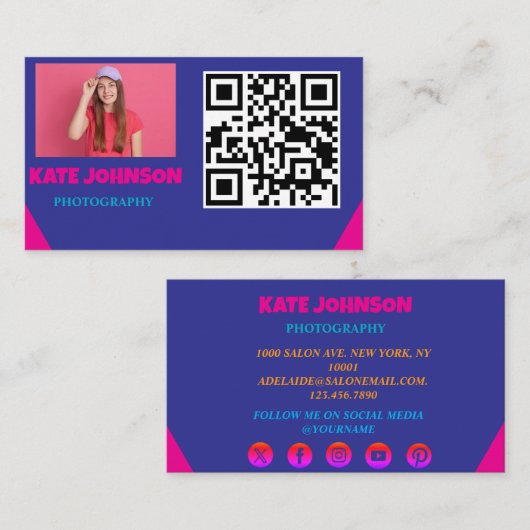 Rosa Beruflich Modern Monogram Visitenkarte (Vorne/Hinten)