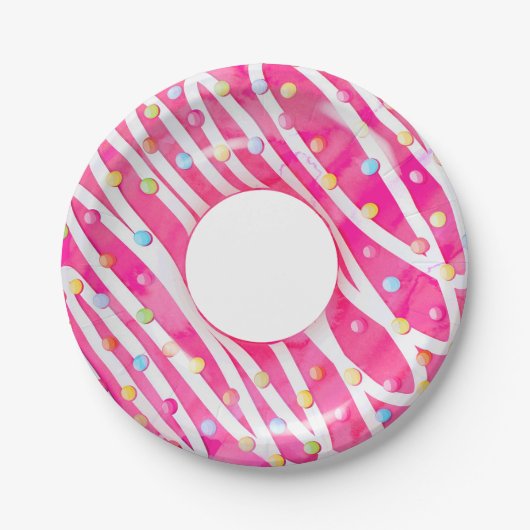 Rosa besprühen Krapfen-Pool-Floss Pappteller (Vorderseite)