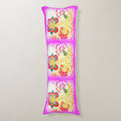 Rosa bestickte Palmen Kissen (Vorderseite Vertikal)