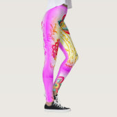 Rosa bestickte Palmen Leggings (Rechts)