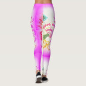 Rosa bestickte Palmen Leggings (Rückseite)
