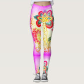 Rosa bestickte Palmen Leggings (Vorderseite)