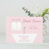 Rosa Bett und Bath Bridal Dusche Einladung (Stehend Vorderseite)