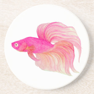 Rosa Betta Fish Aquarell Getränkeuntersetzer