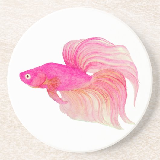 Rosa Betta Fish Aquarell Getränkeuntersetzer (Vorne)
