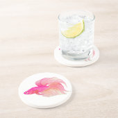 Rosa Betta Fish Aquarell Getränkeuntersetzer (Seite)