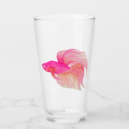 Rosa Betta Fish Aquarell Glas (Vorderseite)