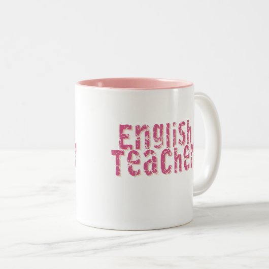 Rosa beunruhigter Text-Englischlehrer Zweifarbige Tasse (VorderseiteRechts)