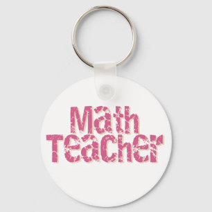 Rosa beunruhigter Text-Mathe-Lehrer Schlüsselanhänger