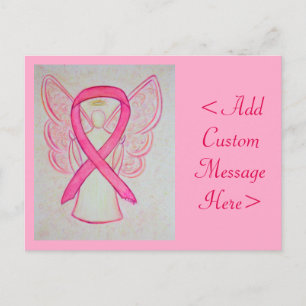 Rosa Bewusstsein Ribbon Angel Custom Art Postkarte