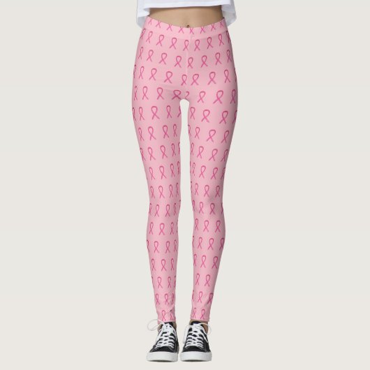 Rosa Bewusstsein Ribbon Art Brustkrebs Leggings (Vorderseite)