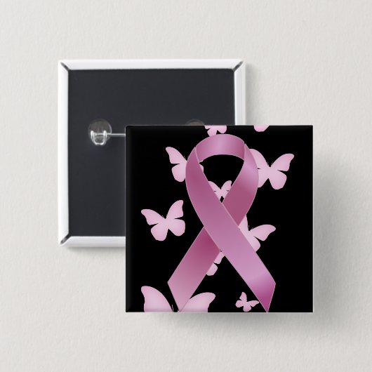 Rosa Bewusstseins-Band Button (Vorne & Hinten)