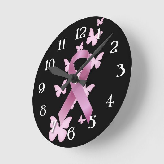 Rosa Bewusstseins-Band Runde Wanduhr (Winkel)