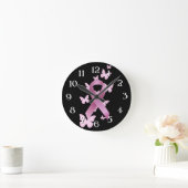 Rosa Bewusstseins-Band Runde Wanduhr (Zuhause)