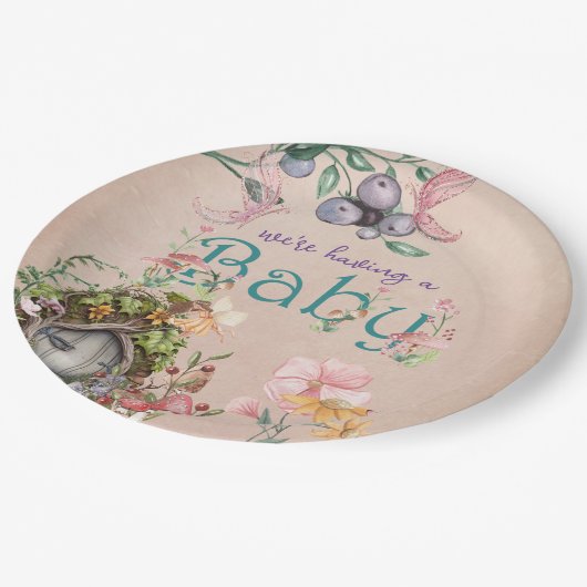 Rosa bezaubernder Waldgarten Pappteller (Schrägansicht)