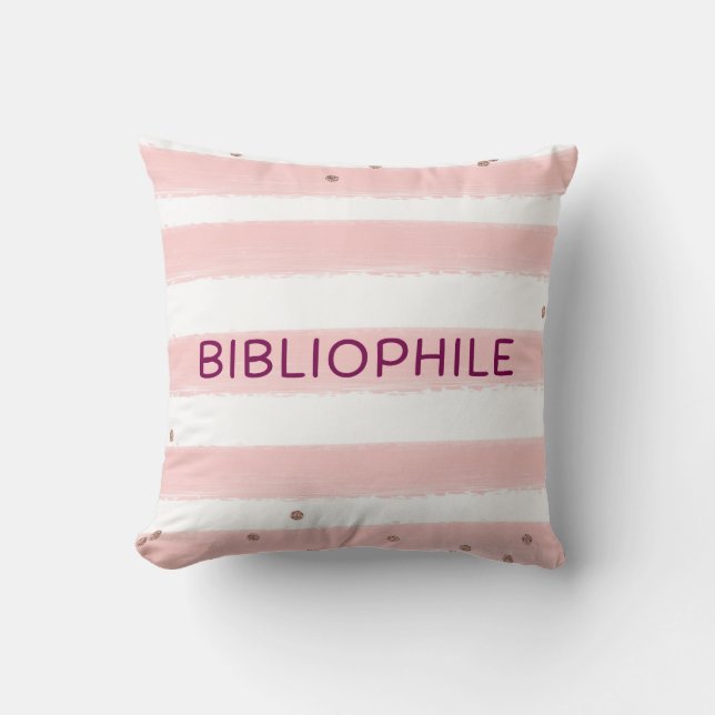 Rosa Bibliophilen Bücher Kissenhülle Kissen (Vorderseite)