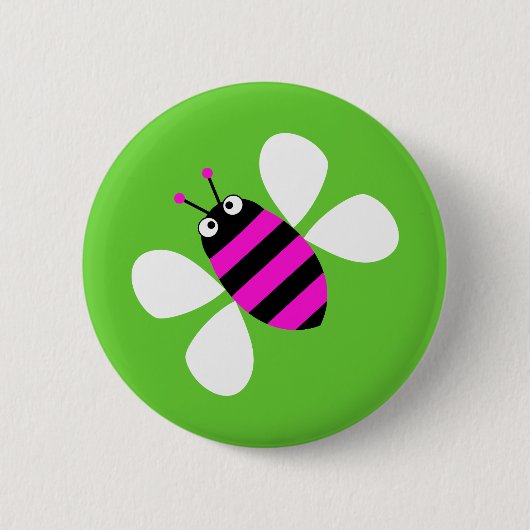 Rosa Biene Button (Vorderseite)