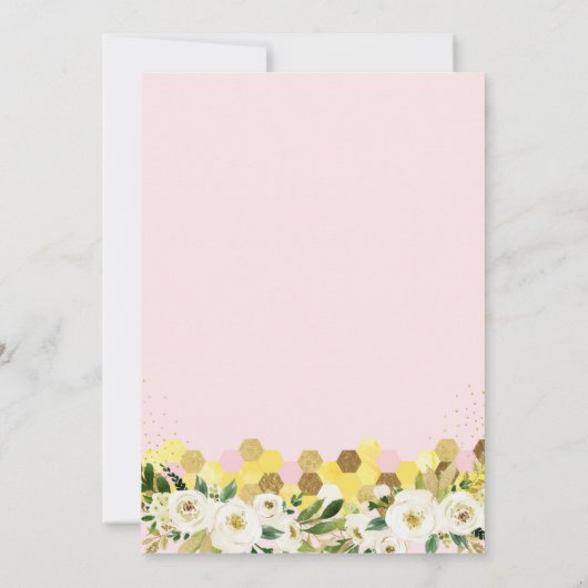 Rosa Biene Erster Geburtstag Einladung (Rückseite)