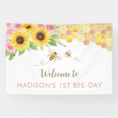 Rosa Biene Sonnenblume Geburtstag Banner (Horizontal)