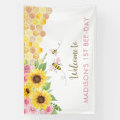 Rosa Biene Sonnenblume Geburtstag Banner (Vertikal)